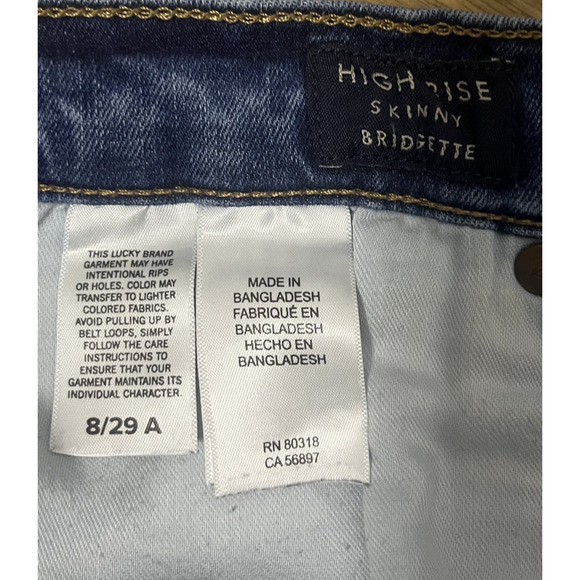 Lucky Brand Women's High Rise Skinny Bridgette Button Fly Frayed Hem Jeans Sz8 - Picture 5 of 5